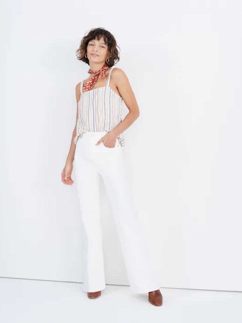 MADEWELL • NWT 11” high rise flare jeans in tile white - size 29 tall